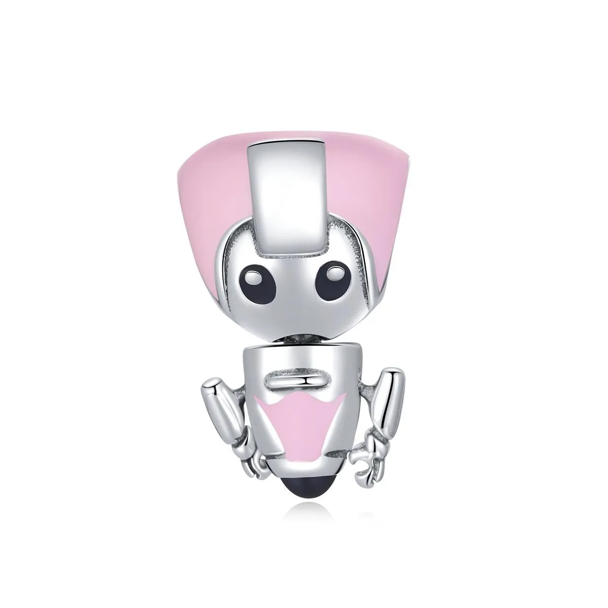 925 Sterling Silver Pink Robot Beads For Diy Bracelets & Necklaces
