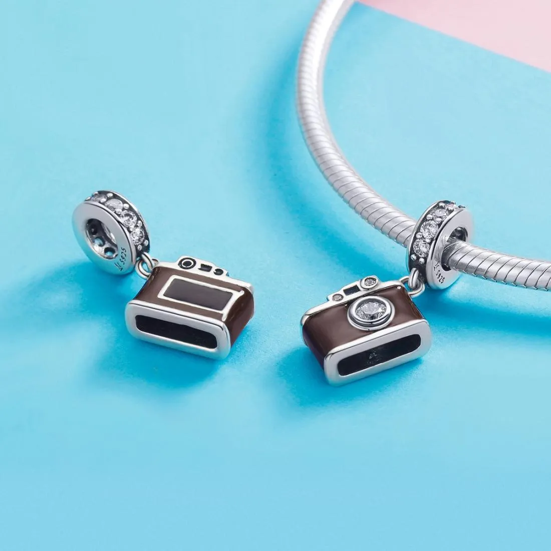 925 Sterling Silver Retro Camera Pendant For Diy Bracelets And Necklaces Style - Pendent