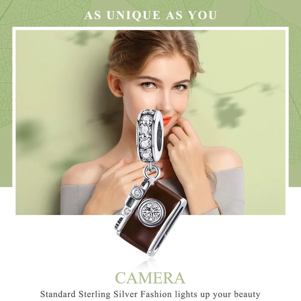 925 Sterling Silver Retro Camera Pendant For Diy Bracelets And Necklaces Style - Pendent