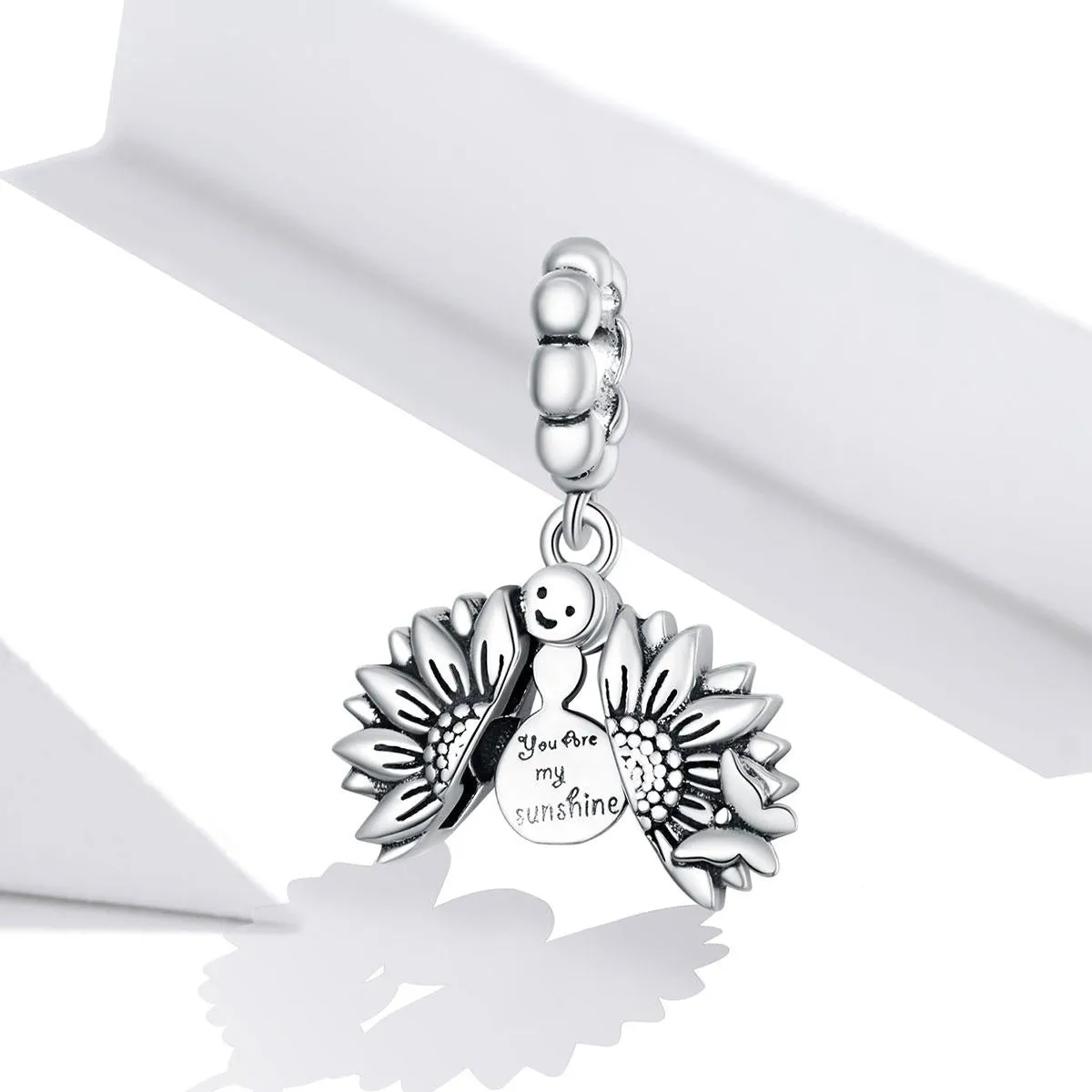 925 Sterling Silver Smiling Sunflower Pendant For Diy Bracelets & Necklaces