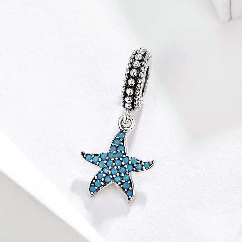925 Sterling Silver Starfish Pendant Charm For Women'S Diy Bracelets