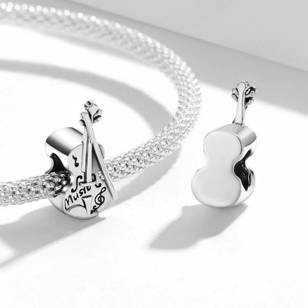 925 Sterling Silver Vintage Violin Beads For Diy Bracelets & Necklaces