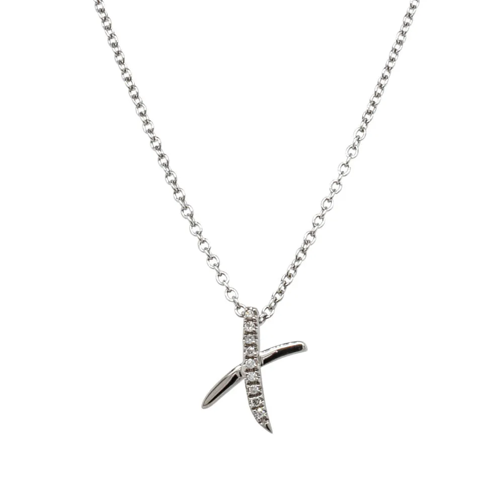 9ct White Gold Diamond Kiss Pendant