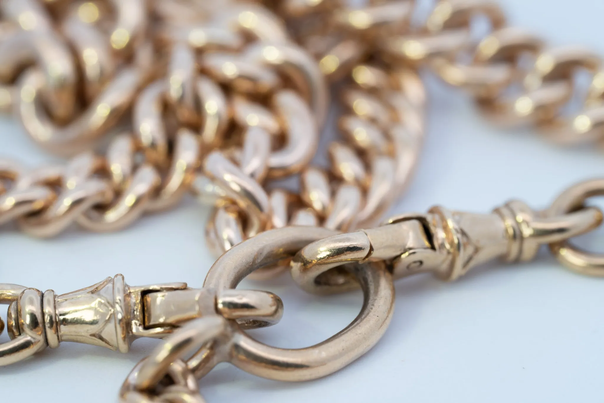 9ct Yellow Gold Graduated Curb Link Fob Chain