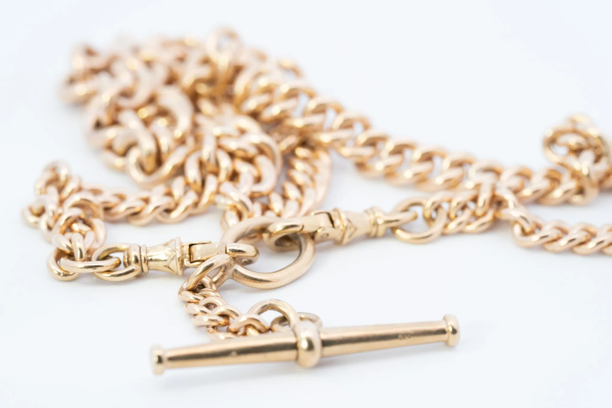 9ct Yellow Gold Graduated Curb Link Fob Chain