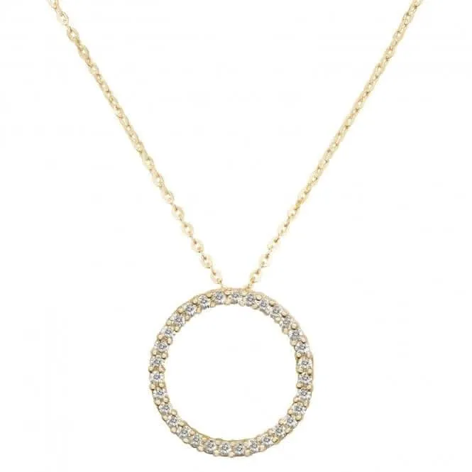 9ct Yellow Gold Ladies Zirconia Pendant On 16 2 Inch Chain NK329