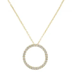 9ct Yellow Gold Ladies Zirconia Pendant On 16 2 Inch Chain NK329