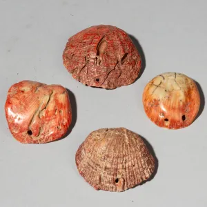 A PRETTY SET OF 4 BAULE TRIBE PINK SHELLS , IVORY COAST ( No 4045 )