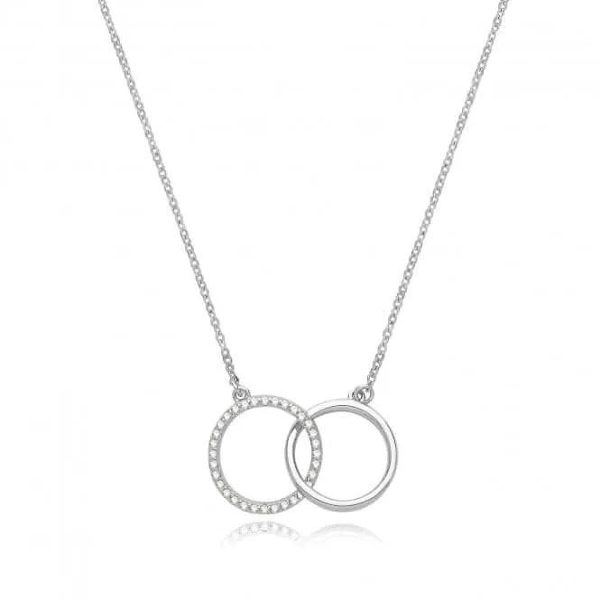 Acotis Silver Necklace Rhodium Plated Zirconia Circle Link G3396