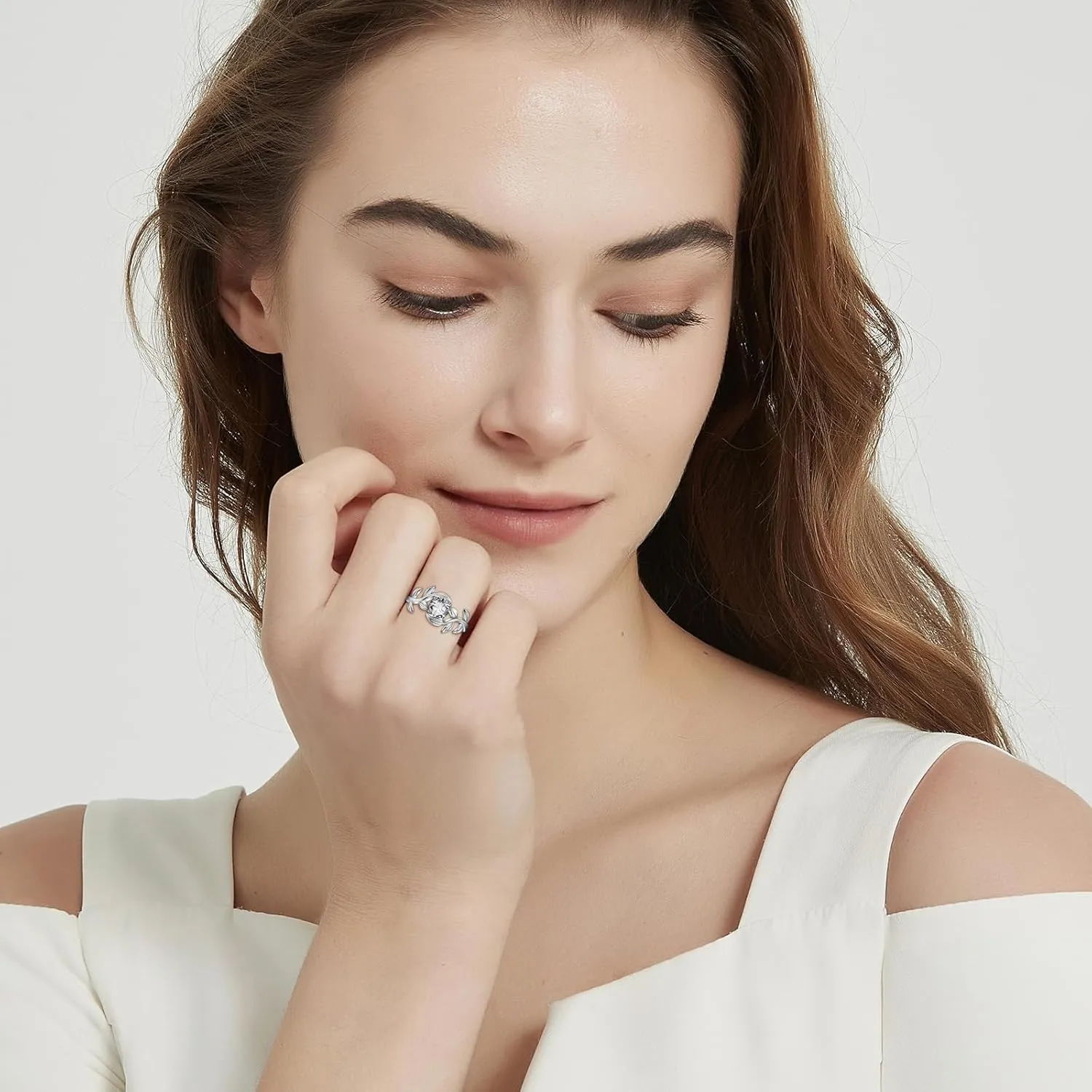 Adjustable Women Leaf|Wheat Grain|Filigree Ring 925 Sterling Silver Created Ruby|Sapphire|Cubic Zirconia Engagement Ring for Women Promise Wedding Ring Anniversary Valentines Open Size 5-9