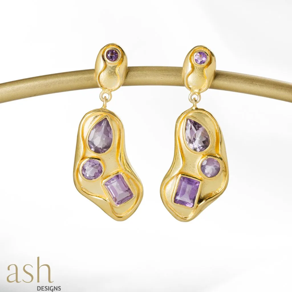 Amethyst Leaf Earrings