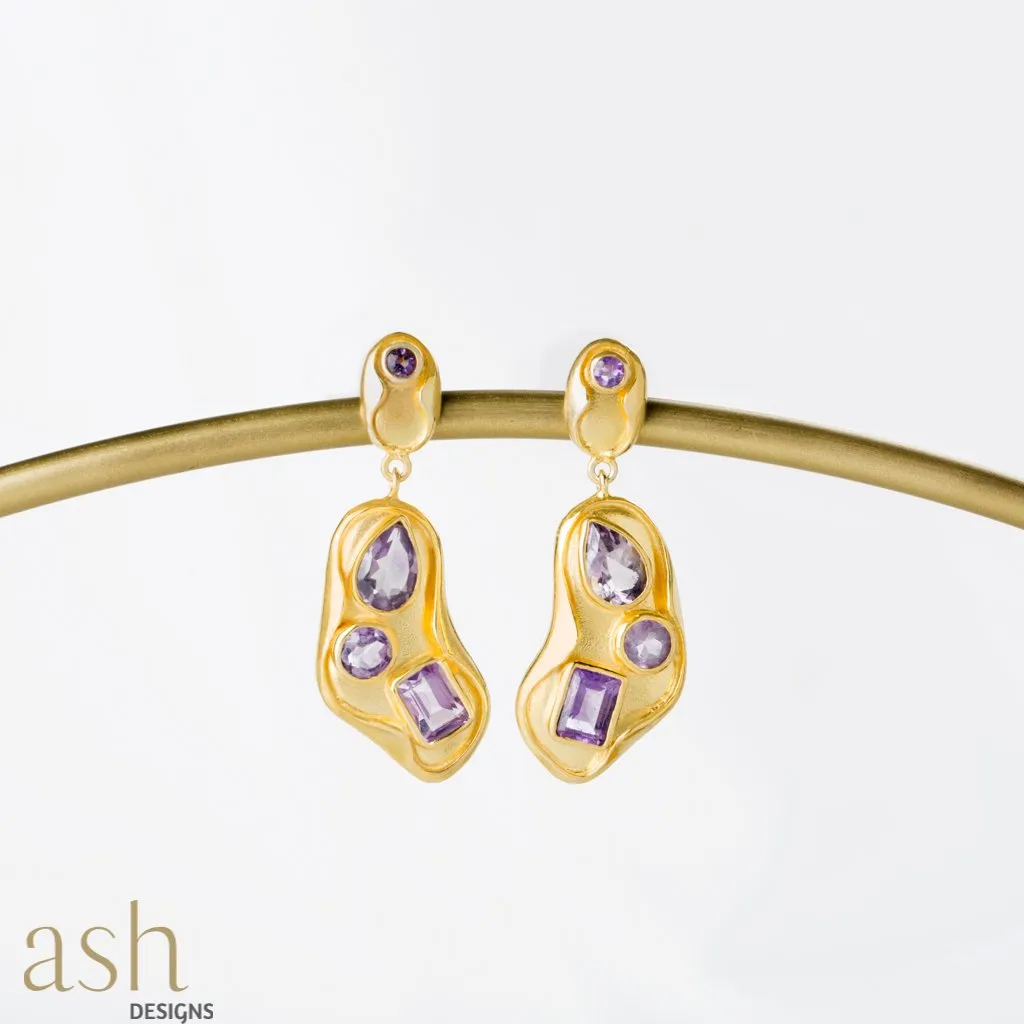 Amethyst Leaf Earrings