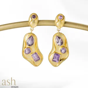 Amethyst Leaf Earrings