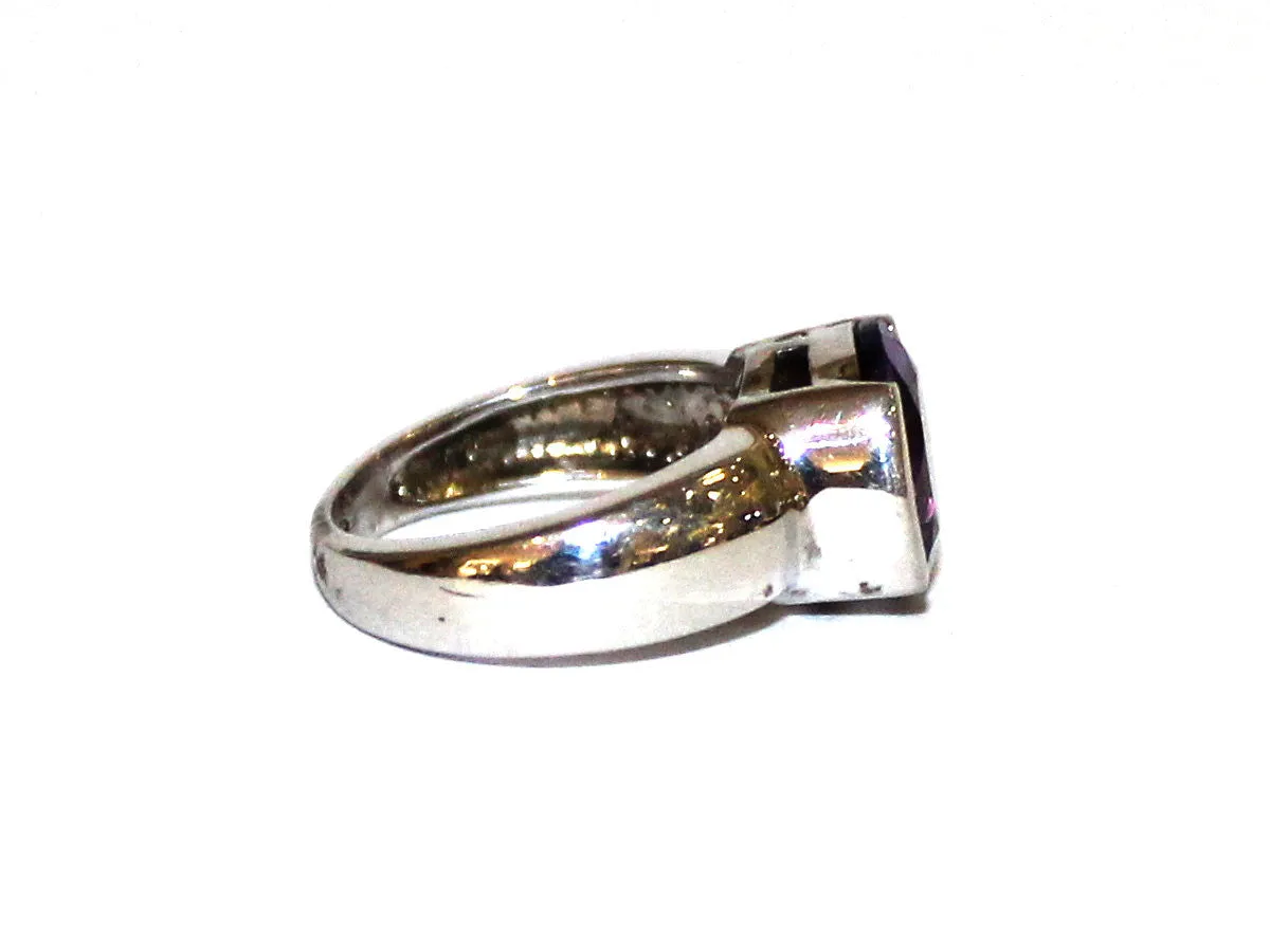 Amethyst Semi Channel Silver Ring