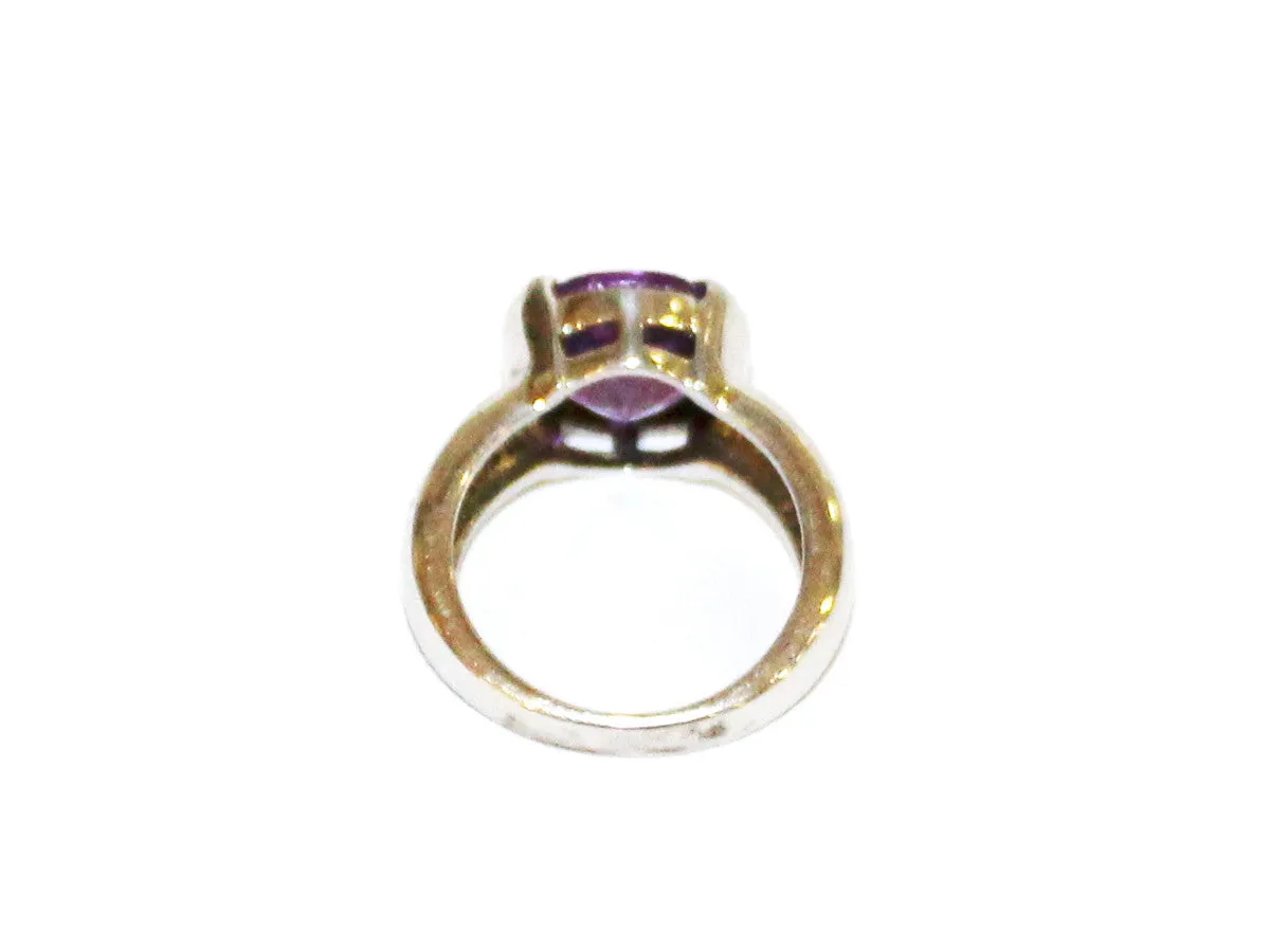 Amethyst Semi Channel Silver Ring