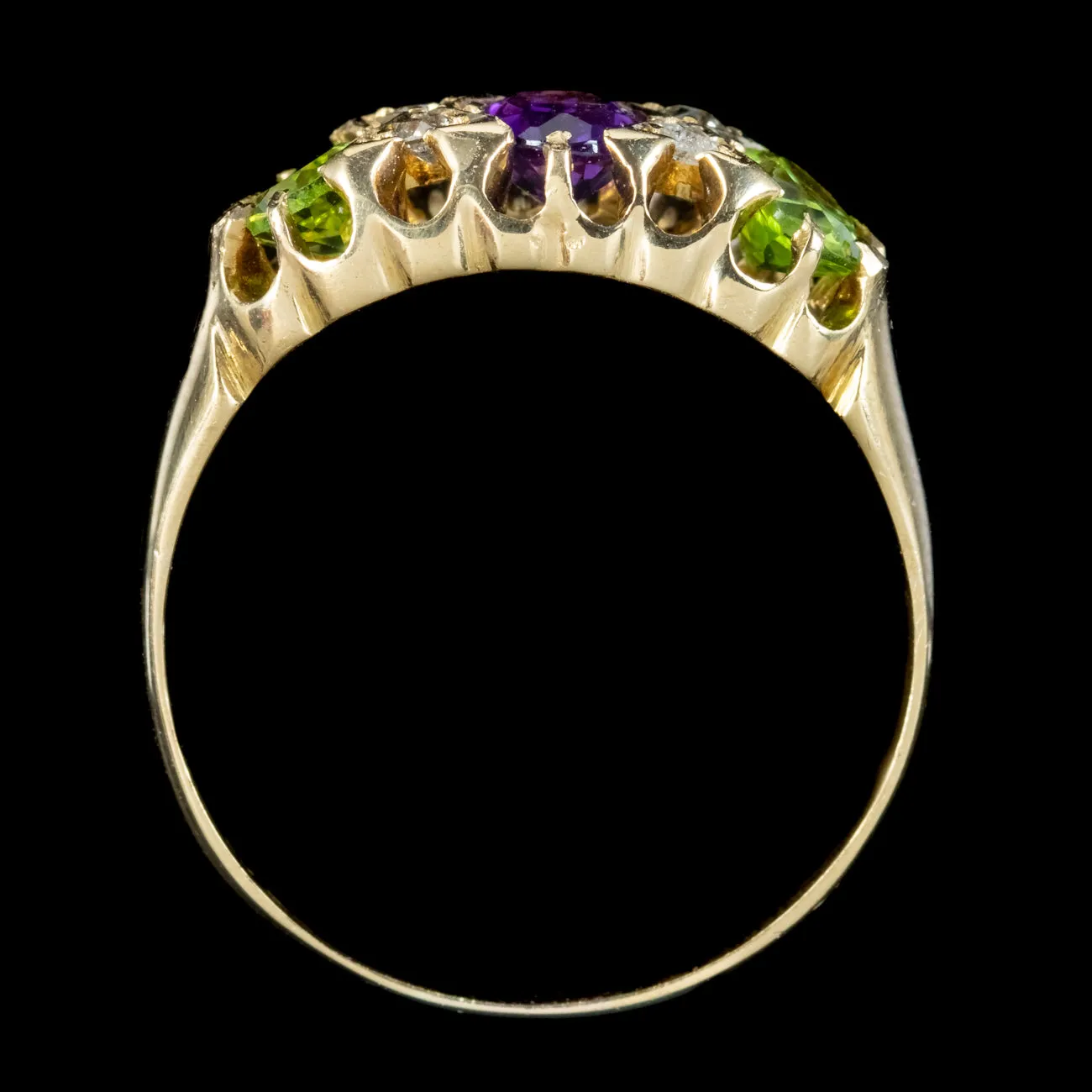 Antique Edwardian Suffragette Ring Amethyst Diamond Peridot