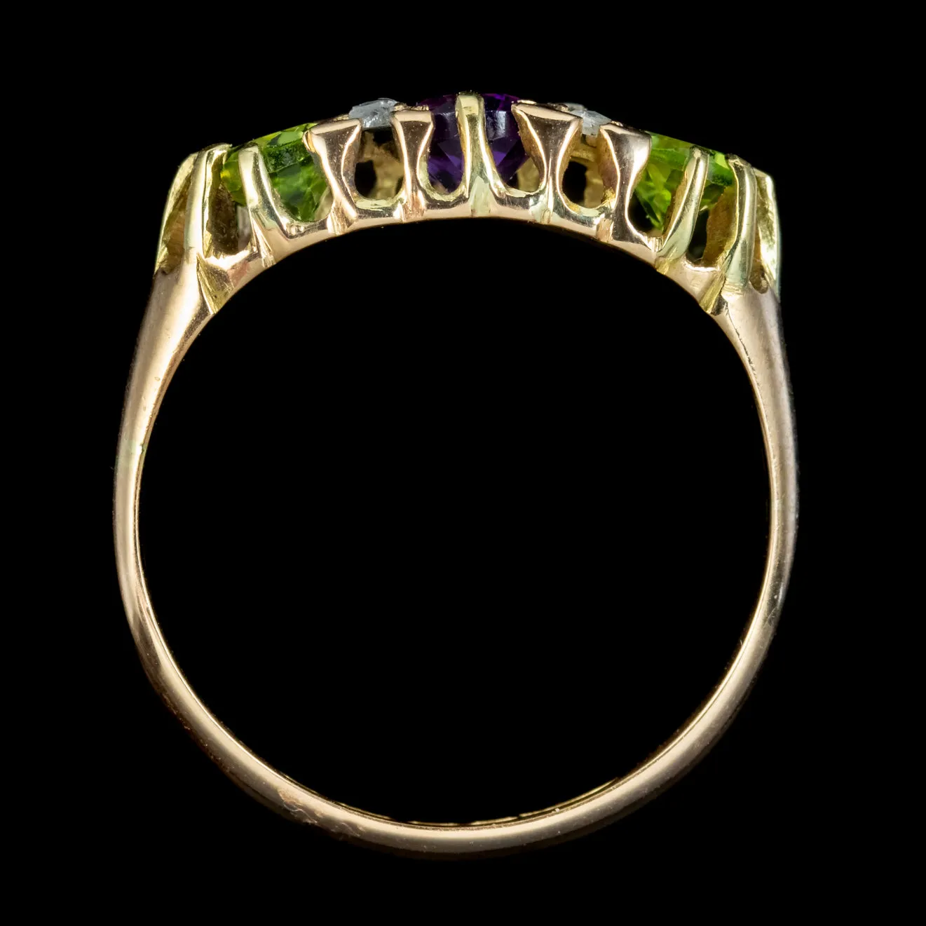 Antique Edwardian Suffragette Ring Amethyst Peridot Diamond Dated 1903
