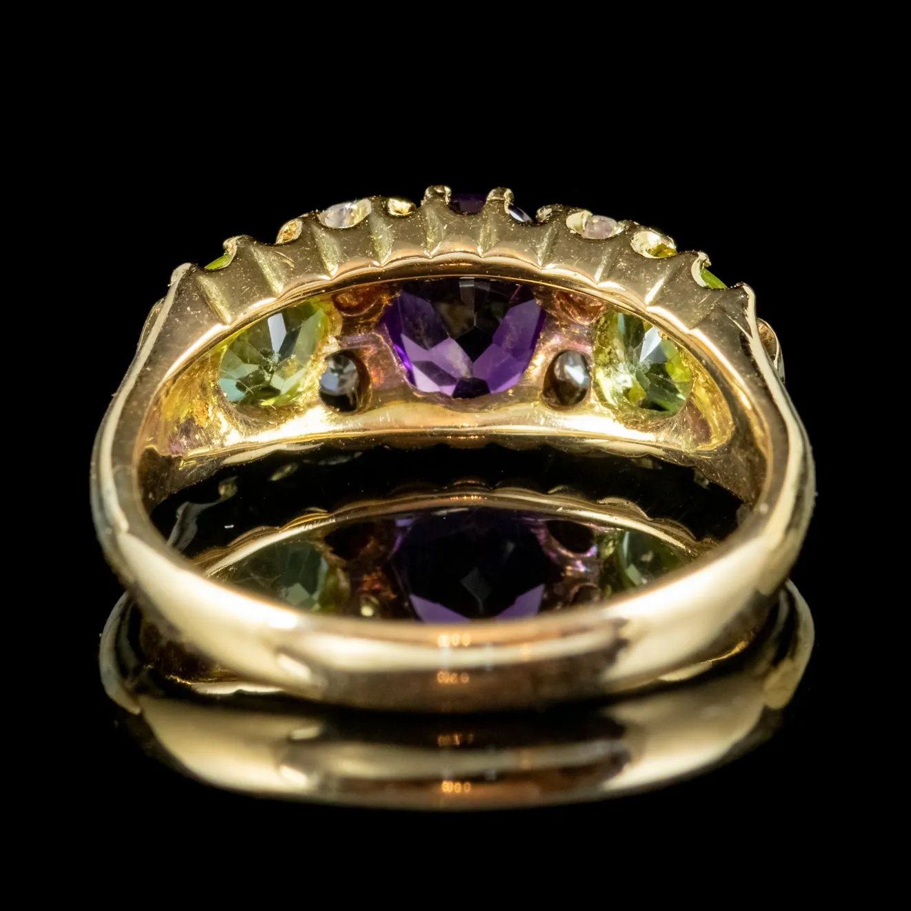 Antique Suffragette Ring 18ct Gold Amethyst Peridot Diamond S Blanckensee And Son Dated 1914