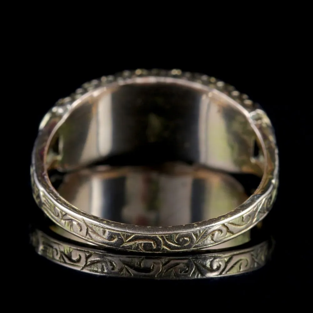 Antique Victorian Cluster Ring Garnet Pearl 15Ct Gold Circa 1900