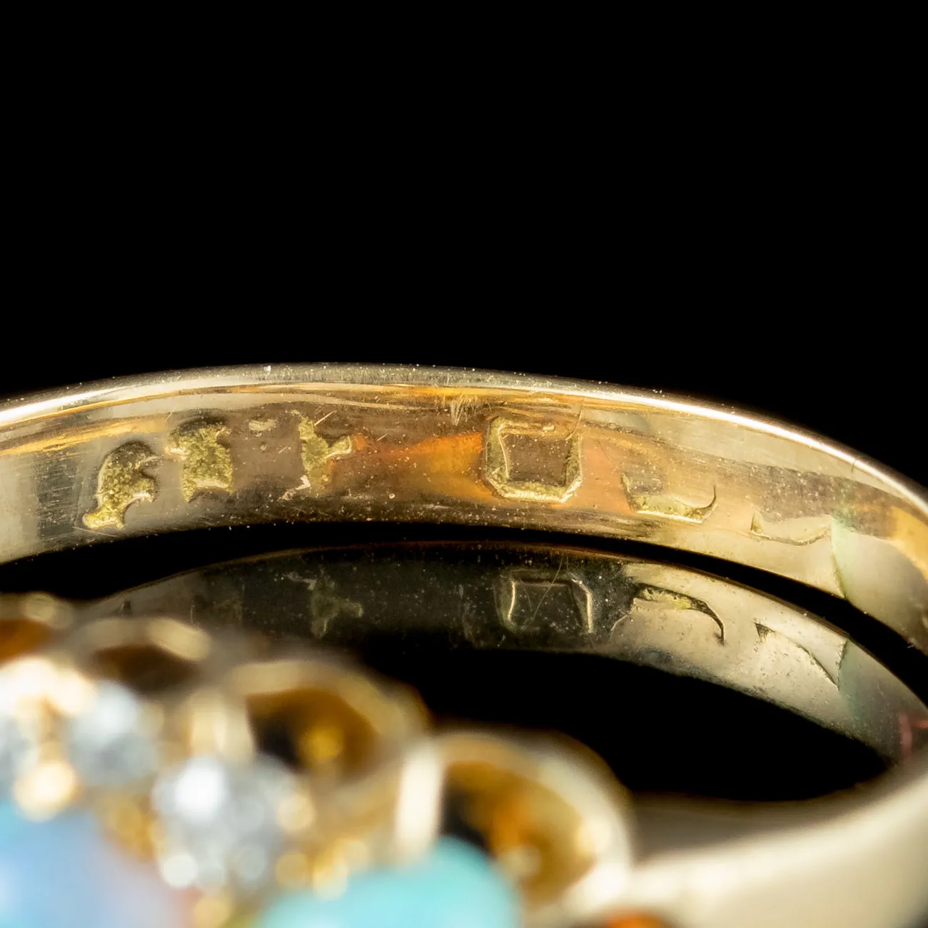 Antique Victorian Opal Diamond Cluster Ring 0.80ct Opal