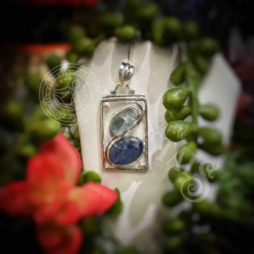 Aquamarine and Blue Kyanite - 2 Stone Pendant