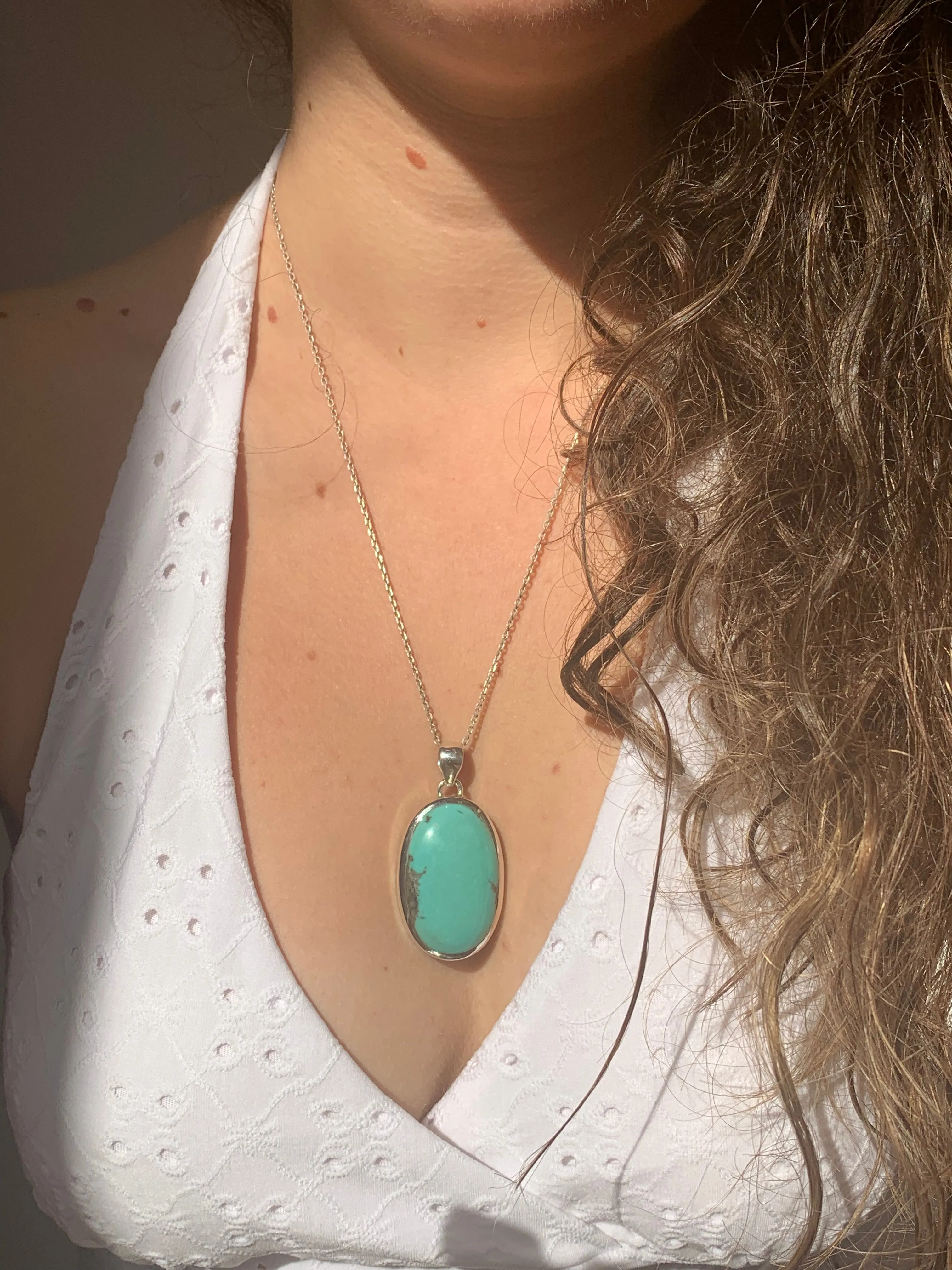 Arizona Turquoise Naevia Pendant - Long Oval