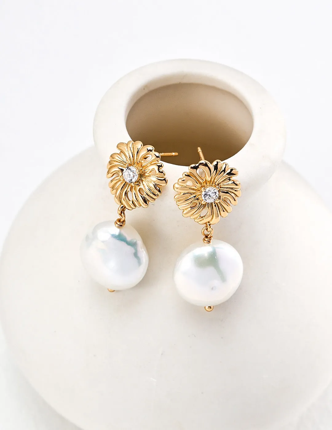 Aster Pearl Drop Earrings
