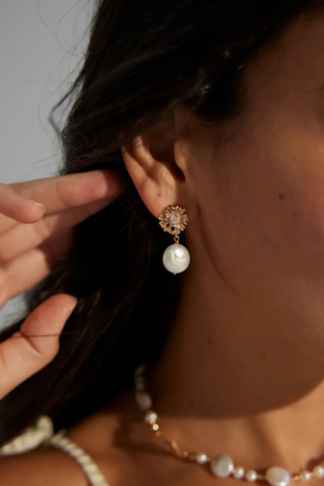Aster Pearl Drop Earrings