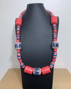 Bamileke Traditional Necklace from Grassfields Land of Cameroon - Coral/ Beige