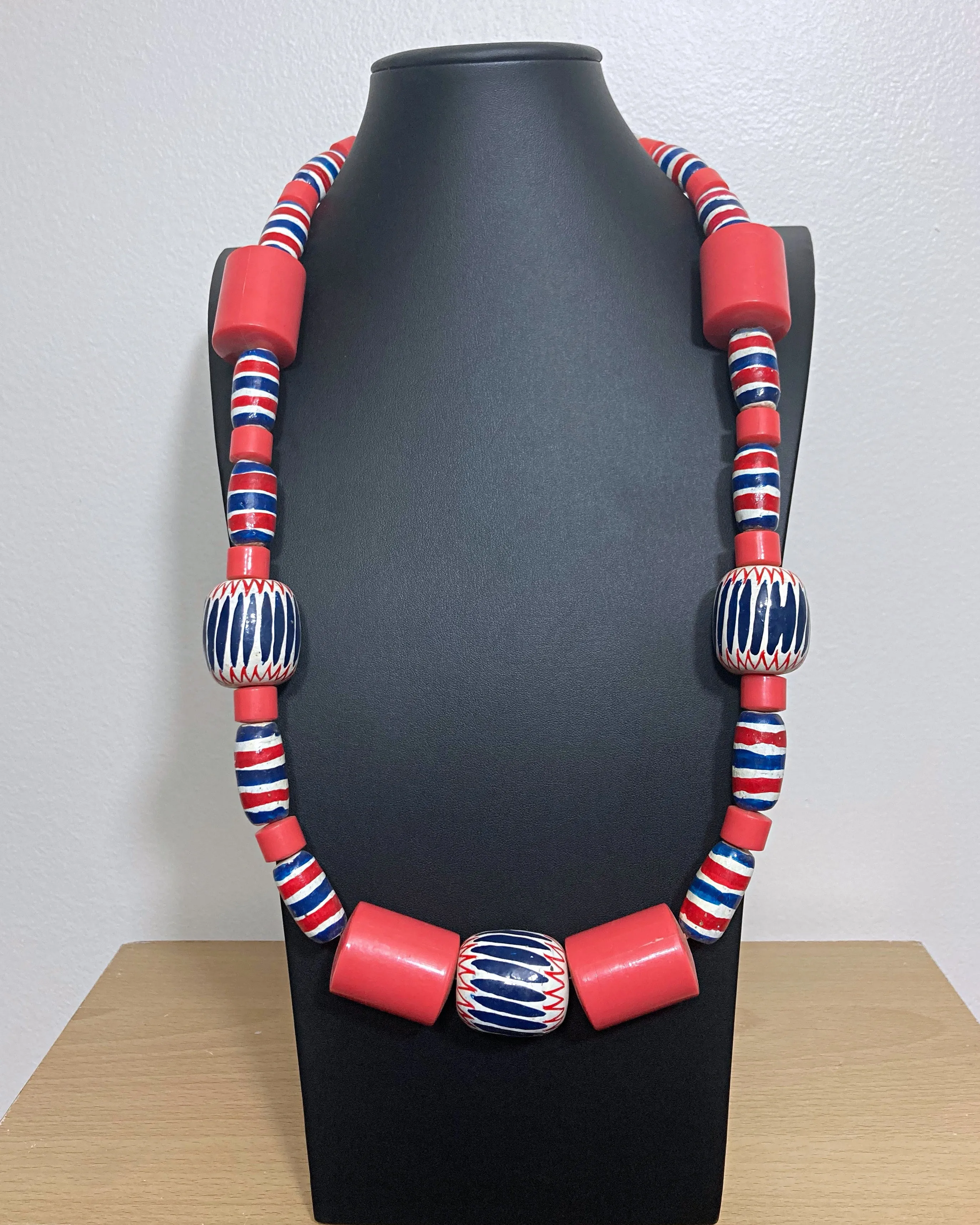 Bamileke Traditional Necklace from Grassfields Land of Cameroon - Coral/ Beige