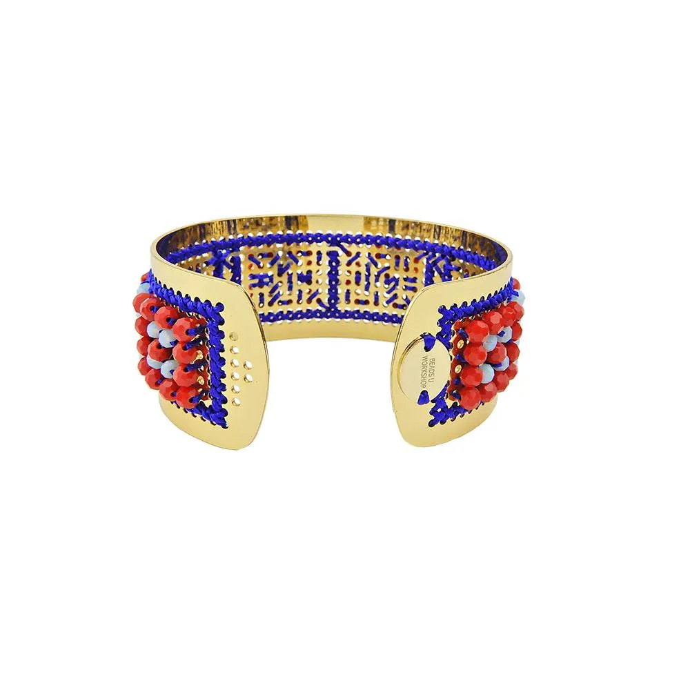 Bead Embroidered Bangle Handcrafted Bracelet Jewelry