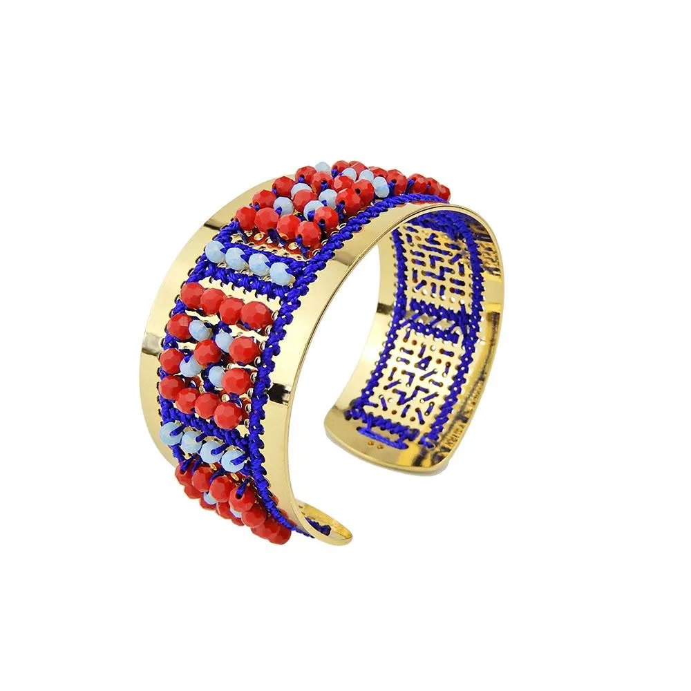 Bead Embroidered Bangle Handcrafted Bracelet Jewelry