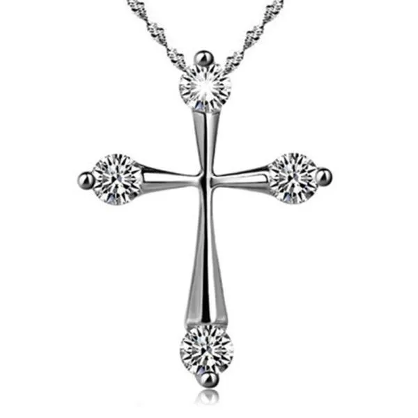 Best Fashion Unique Cross Zircon Copper Chain Pendant Necklace For Women Girls Gifts Accessories
