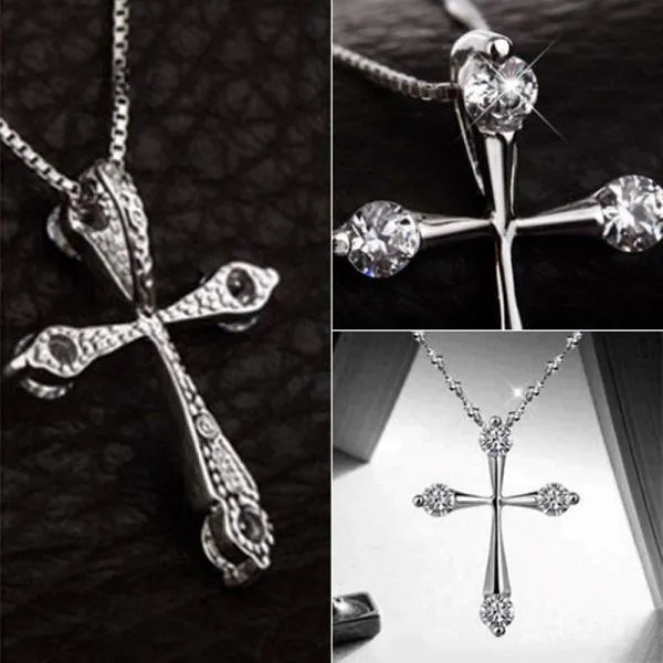 Best Fashion Unique Cross Zircon Copper Chain Pendant Necklace For Women Girls Gifts Accessories
