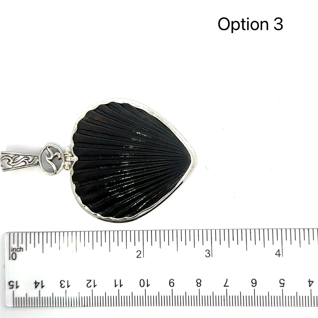 Black Scallop Heart Shaped Pendant