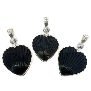 Black Scallop Heart Shaped Pendant