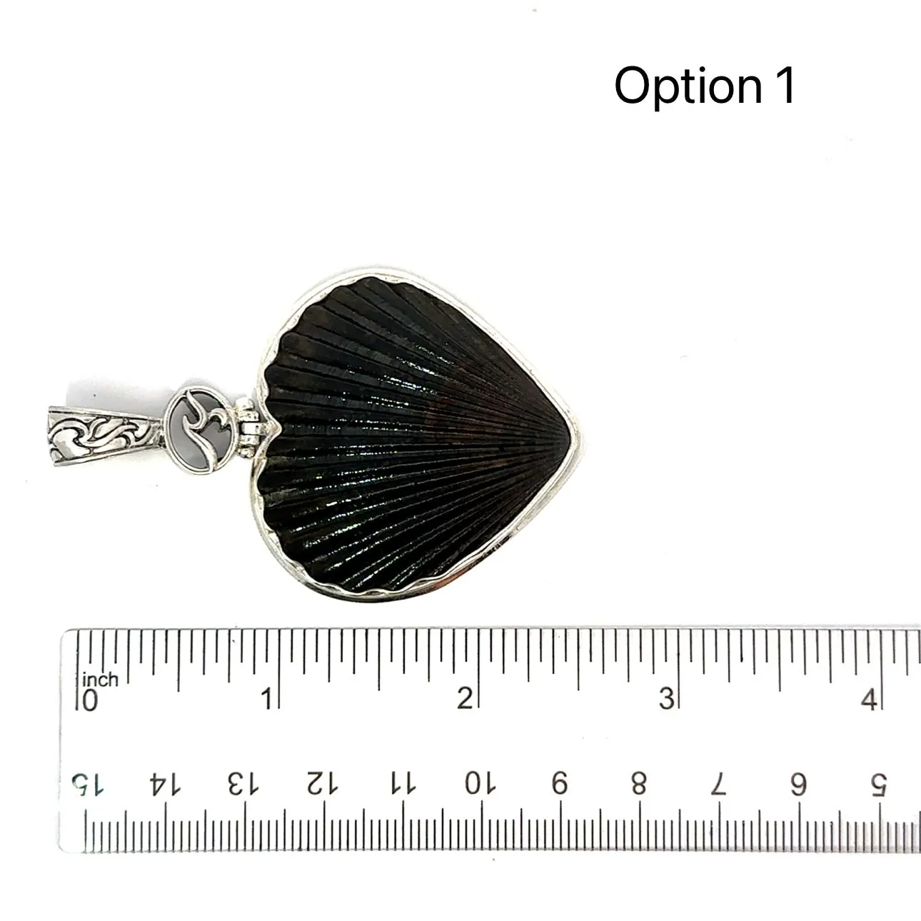 Black Scallop Heart Shaped Pendant