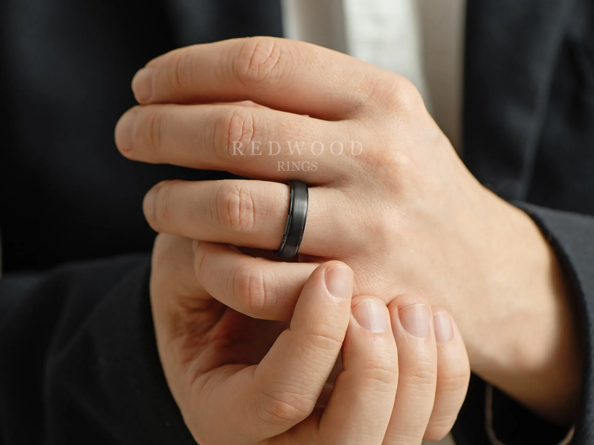 Black Tungsten Ring, Gentleman's Band - 6MM