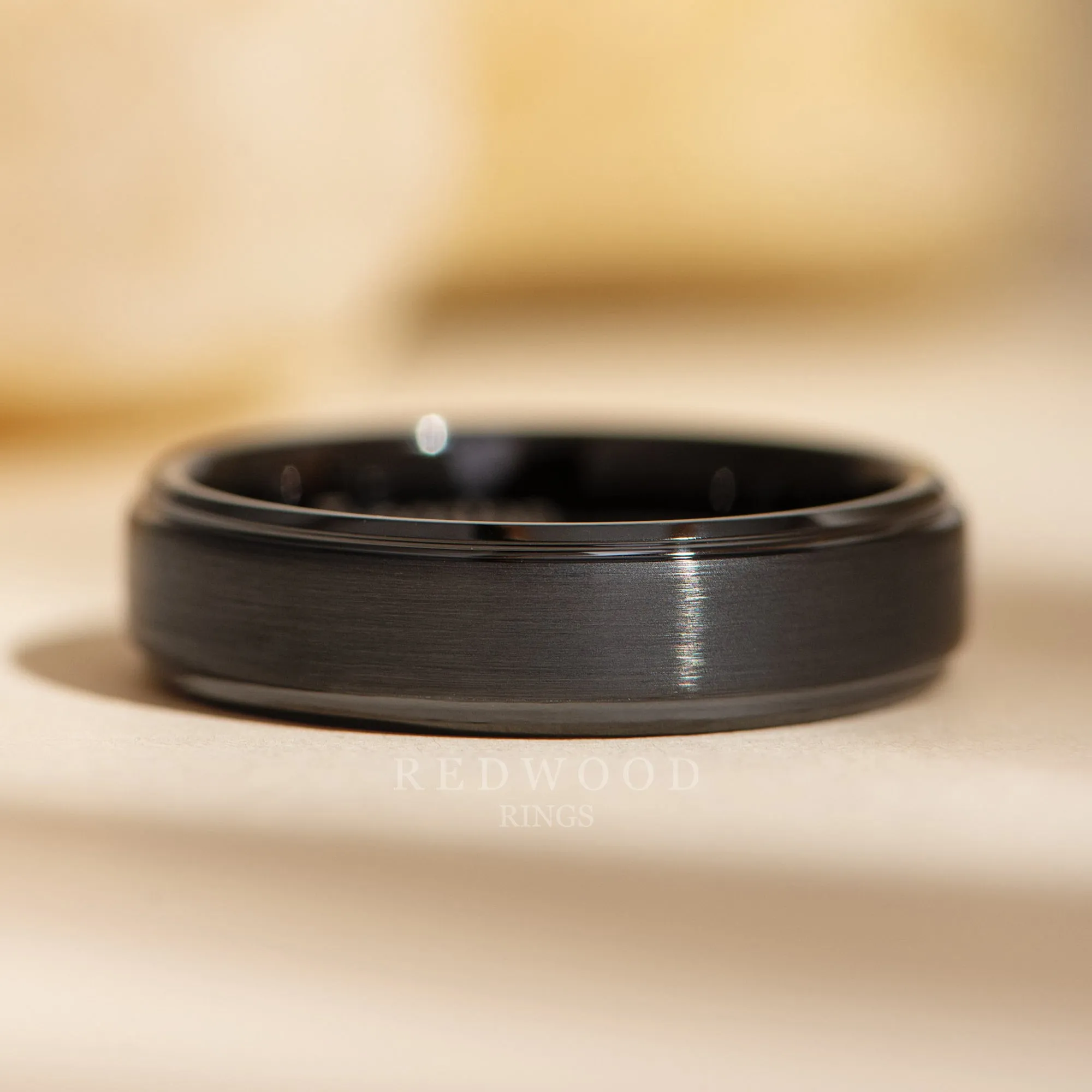 Black Tungsten Ring, Gentleman's Band - 6MM