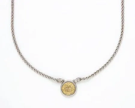 Box Chain Coin Necklace In Gold and Silver