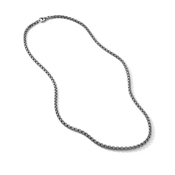 Box Chain in Grey Titanium with Sterling Silver, 3.6mm