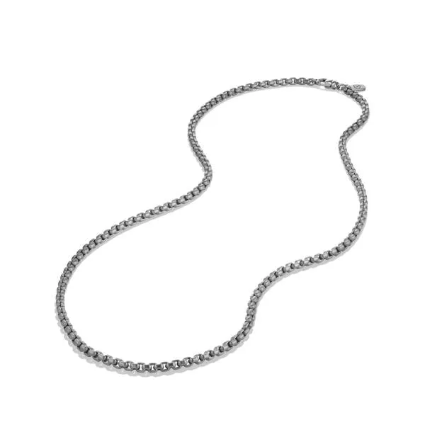 Box Chain in Grey Titanium with Sterling Silver, 3.6mm