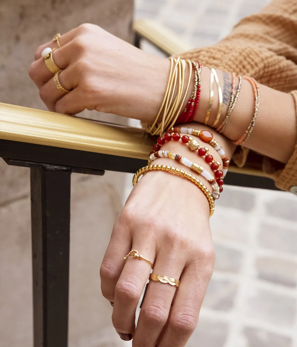 Bracelet Jonc Dots (Acier doré)