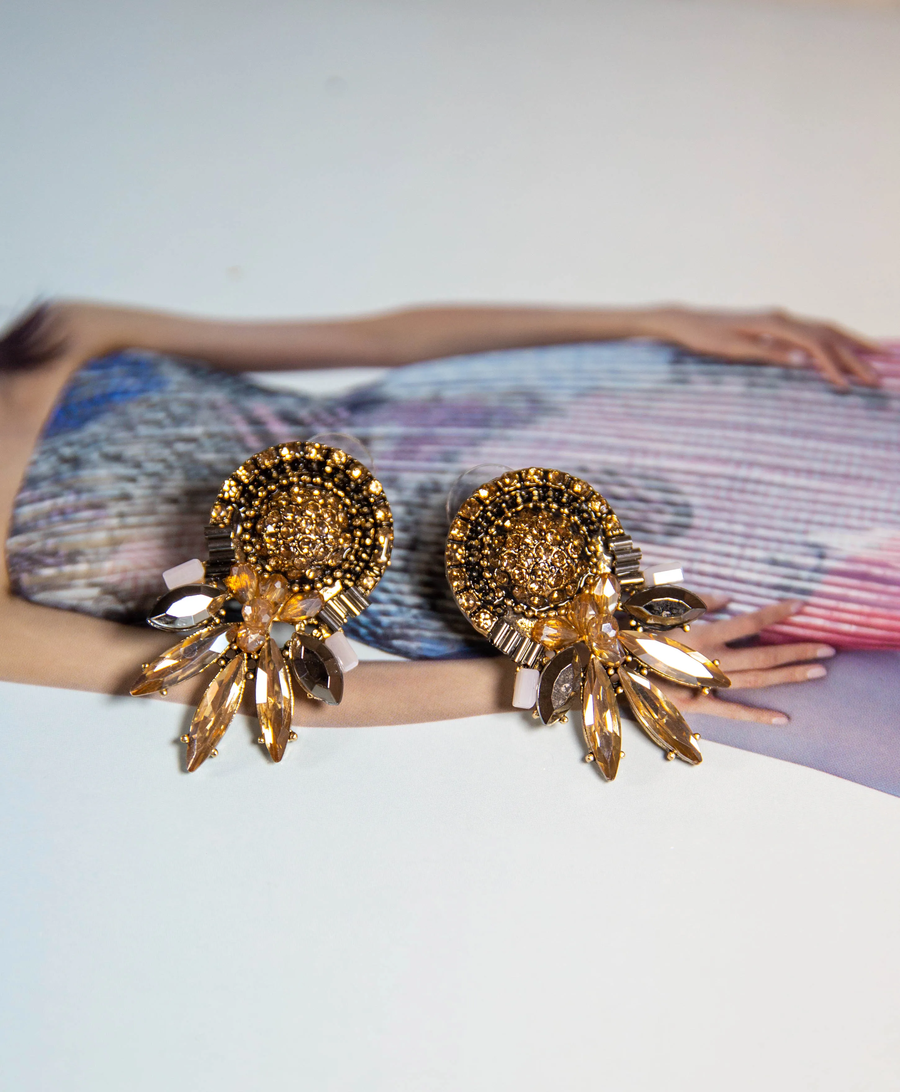 Brown Rhinestone Drop Earrings