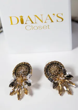 Brown Rhinestone Drop Earrings
