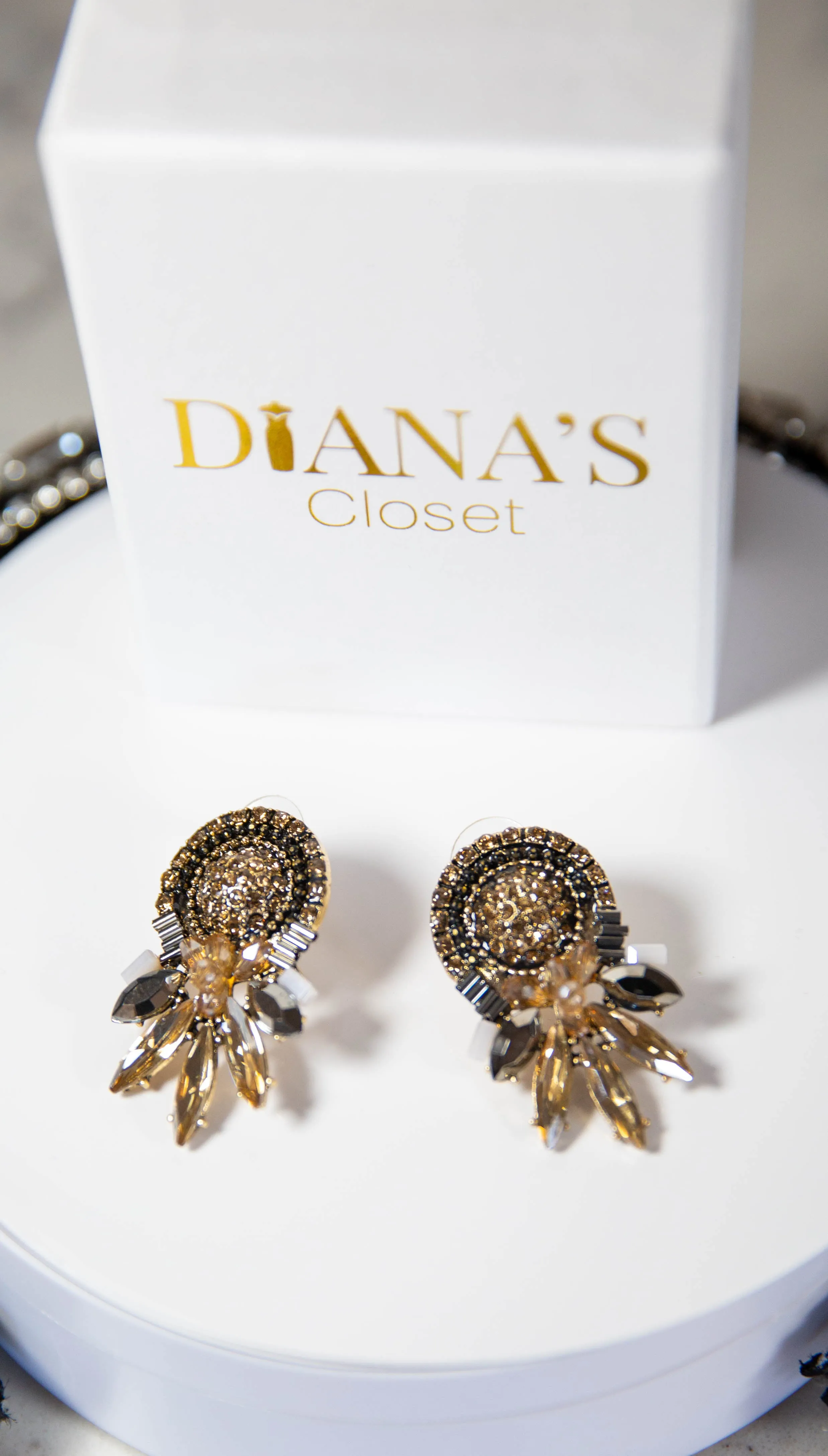 Brown Rhinestone Drop Earrings