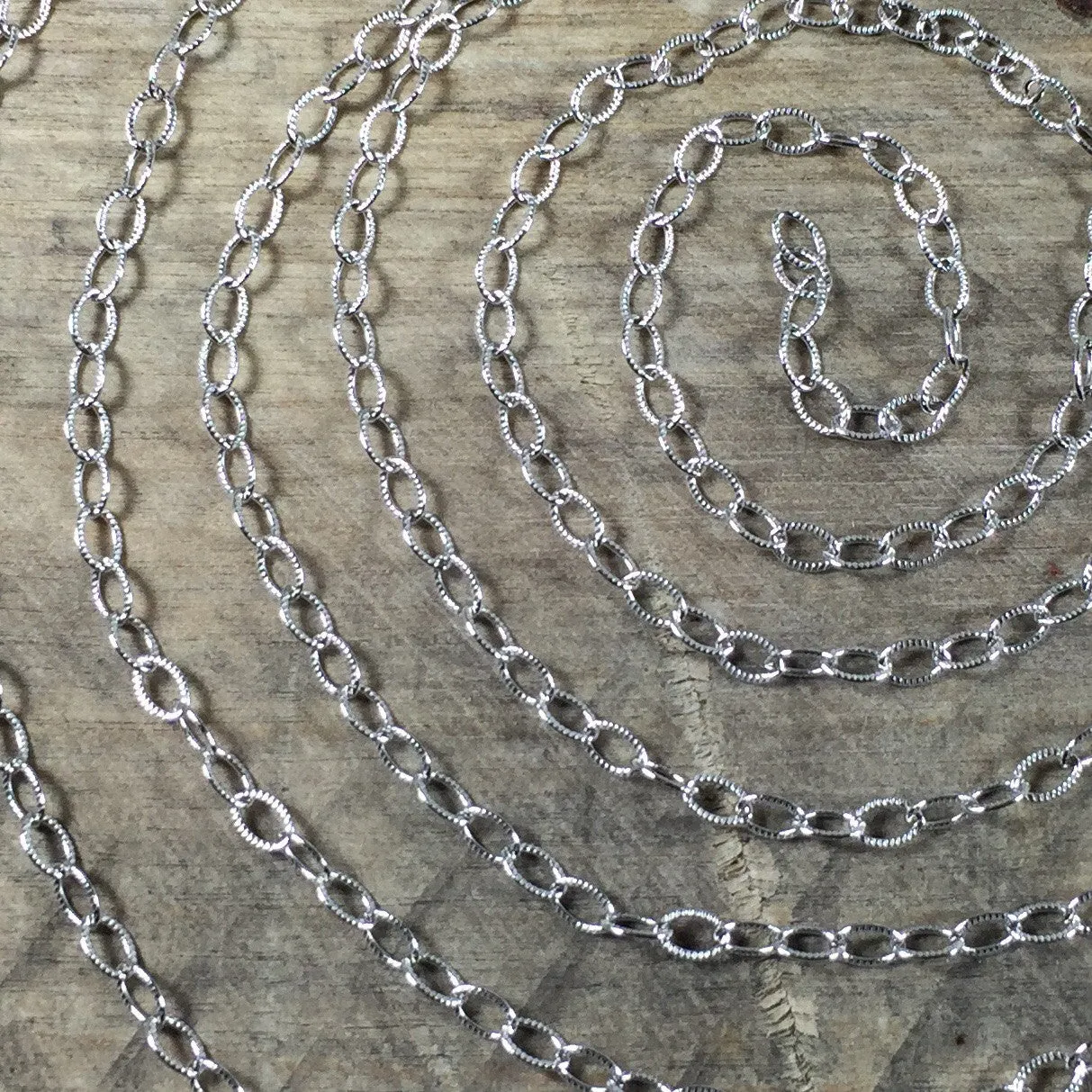 Cable chain, 2x3mm link, sold by foot,  oxidized Oval chain, USA MADE, stamped cable chain, Sterling silver, southwest chain,