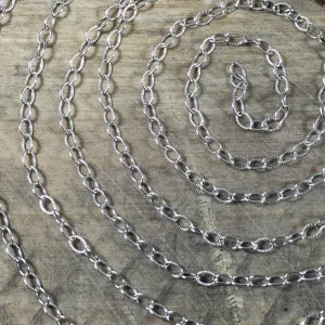 Cable chain, 2x3mm link, sold by foot,  oxidized Oval chain, USA MADE, stamped cable chain, Sterling silver, southwest chain,