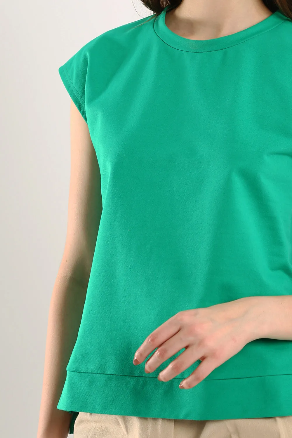 Celestine Sleeveless Jersey Top in Emerald Green