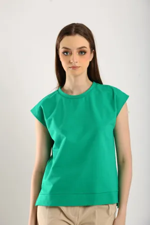 Celestine Sleeveless Jersey Top in Emerald Green